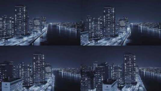 4K蓝调城市夜景高清在线视频素材下载