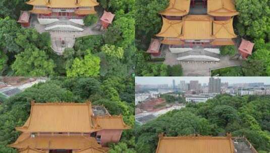 航拍衡阳回雁峰景区雁峰烟雨雁峰寺高清在线视频素材下载