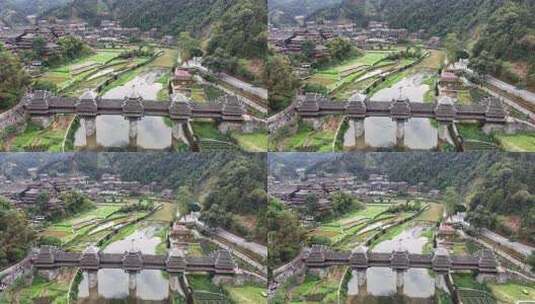 广西柳州三江程阳八寨风雨桥高清在线视频素材下载