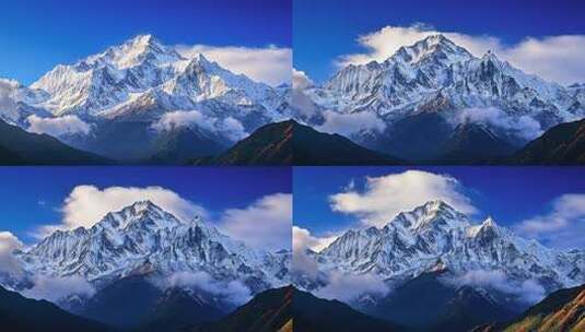 航拍雪山山峰自然风景旅行蓝天白云延时高清在线视频素材下载