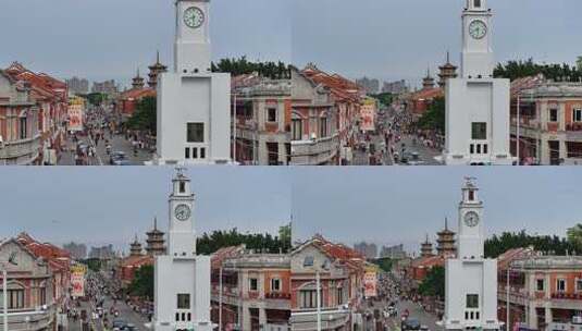 泉州西街钟楼及东西塔景观高清在线视频素材下载