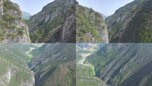 航拍山间峡谷自然风光高清在线视频素材下载