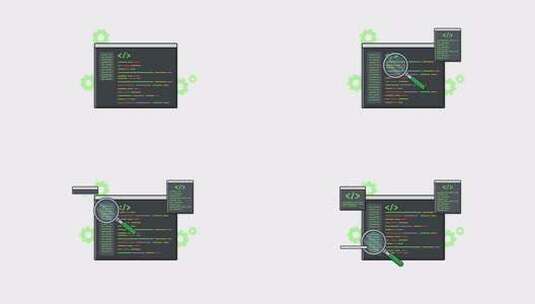 4k放大镜代码窗口。编码分析概念动画视频高清在线视频素材下载