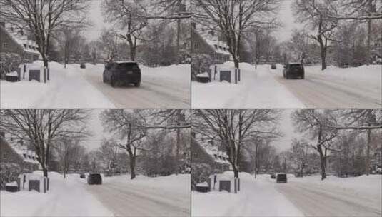 被积雪覆盖的道路高清在线视频素材下载