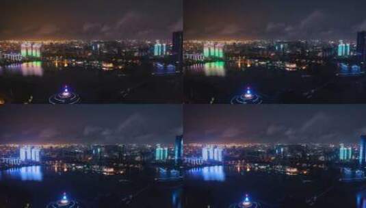 【4k】日照城市夜景航拍高清在线视频素材下载