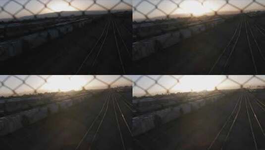 铁路上的日出延时摄影高清在线视频素材下载