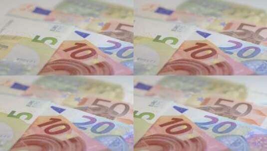 追踪特写欧元纸币高清在线视频素材下载