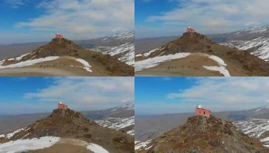 雪山山顶上的天文台高清在线视频素材下载