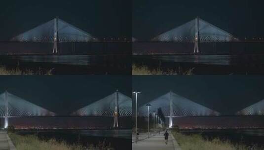 夜晚城市的大桥高清在线视频素材下载