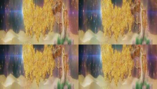 金色粒子树 发光枫叶林高清在线视频素材下载