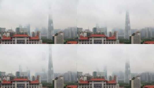 广州塔及周围建筑延时拍摄镜头高清在线视频素材下载