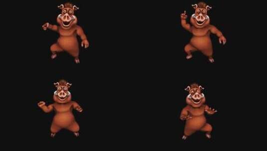 野猪欢快舞蹈3d动画视频高清在线视频素材下载