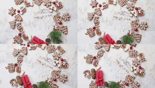 不同形状的圣诞姜饼曲奇高清在线视频素材下载