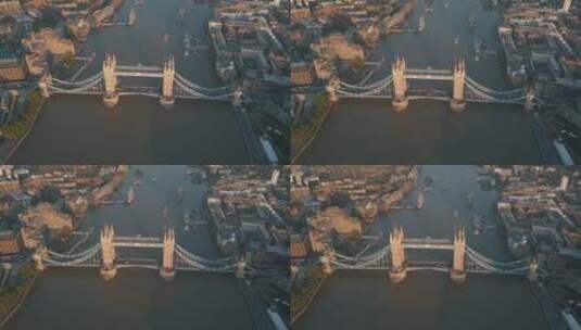 航拍伦敦桥周围的建筑物高清在线视频素材下载