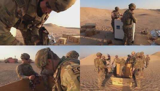 士兵在沙漠里处理爆炸物引信高清在线视频素材下载