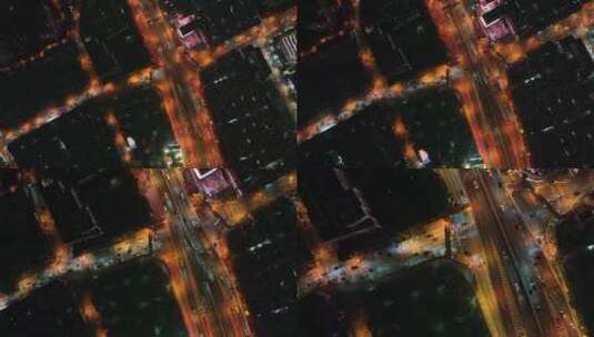 延安高架夜景航拍高清在线视频素材下载
