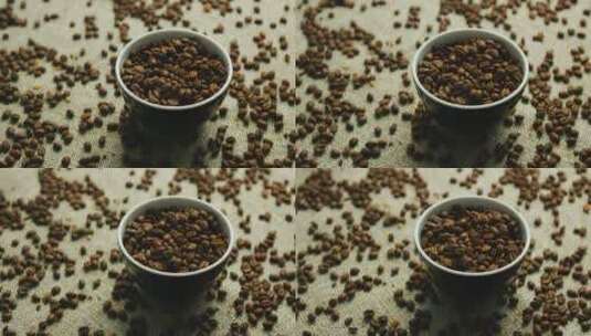 帆布上的咖啡豆高清在线视频素材下载