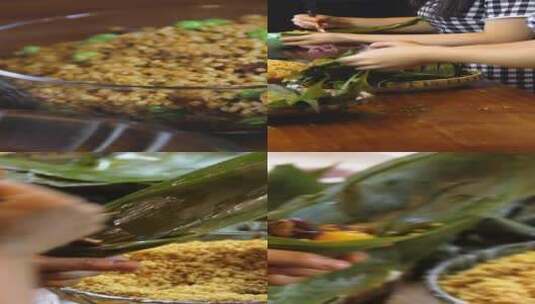 包粽子端午传统家常美食制作抖音素材竖屏高清在线视频素材下载
