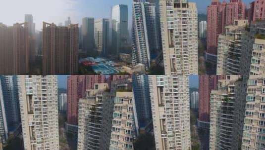 4k深圳一个小区各色高楼阳台高清在线视频素材下载