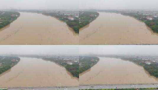 航拍河流洪水泛滥高清在线视频素材下载