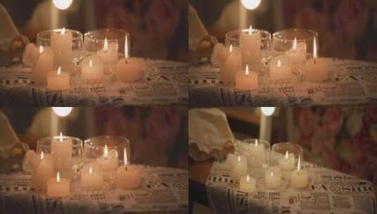 咖啡厅烛光蜡烛浪漫画面高清在线视频素材下载