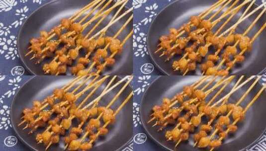 烤牛油串美食4k滑轨平移高清在线视频素材下载