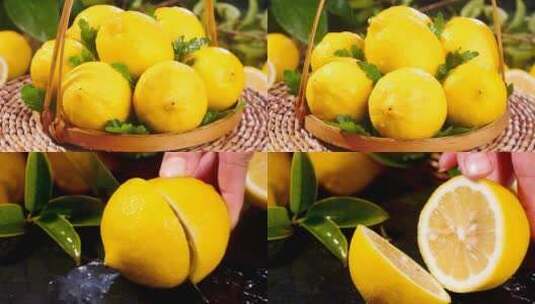 新鲜黄柠檬高清在线视频素材下载