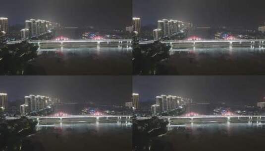 航拍福建漳州战备大桥交通夜景灯光高清在线视频素材下载