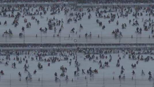 北京冬季什刹海冰场溜冰春节节日传统高清在线视频素材下载