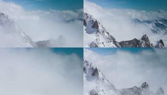 白雪皑皑的山顶上的云高清在线视频素材下载
