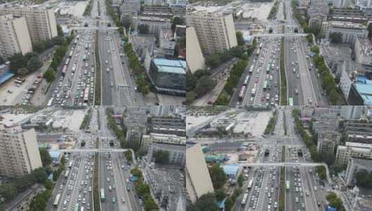 郑州城市交通拥堵车辆航拍高清在线视频素材下载