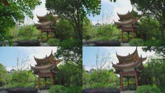 中式园林庭院凉亭高清在线视频素材下载
