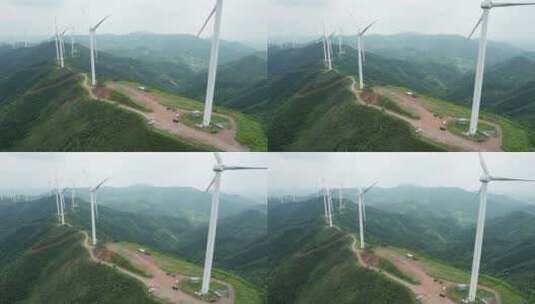 山区风车空镜自然风光航拍高清在线视频素材下载