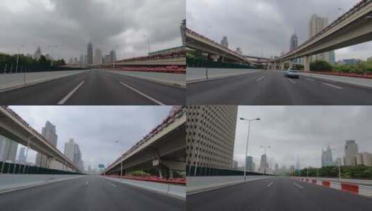 上海封城中的阴天高架天桥高清在线视频素材下载