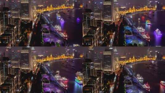 夜里河里的上海市容高清在线视频素材下载