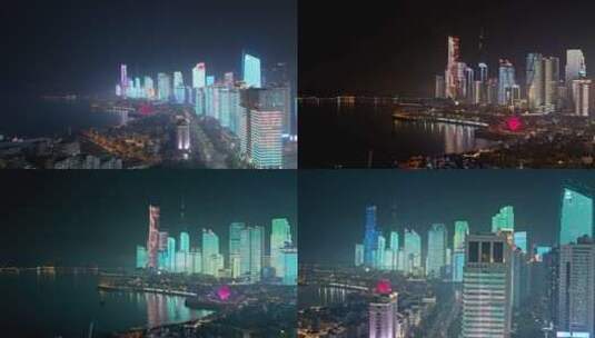 2022青岛夜景航拍高清在线视频素材下载