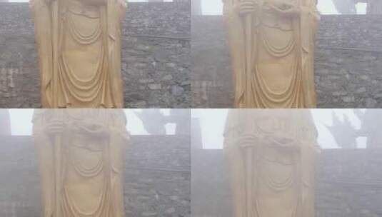 五台山东台雾中的望海寺禅院高清在线视频素材下载