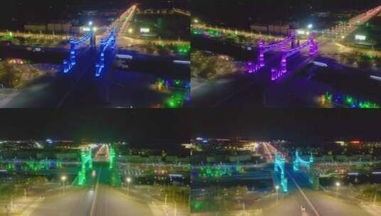 航拍夜间的城市交通高清在线视频素材下载