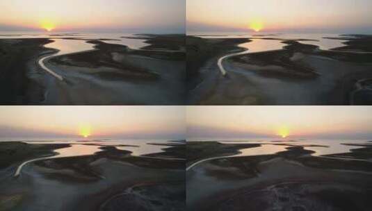 抽象的日落海滨景观高清在线视频素材下载
