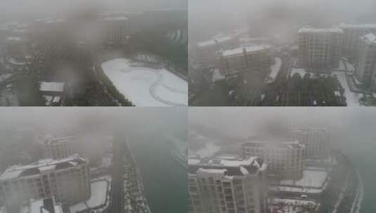 衢州银湖山庄雪景高清在线视频素材下载