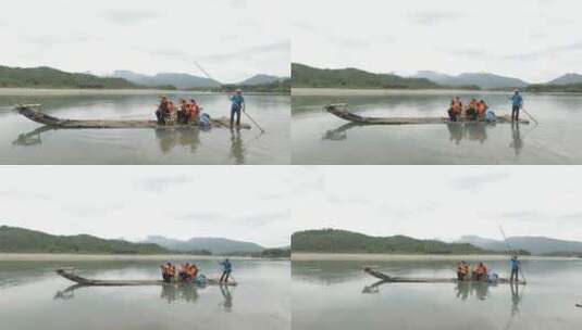 浙江温州楠溪江景区狮子岩漂流高清在线视频素材下载