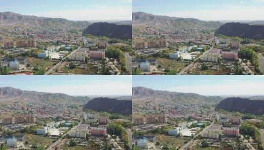 原创 新疆阿勒泰城市建筑风光航拍高清在线视频素材下载