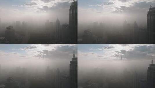 上海最新平流雾耶稣光航拍高清在线视频素材下载