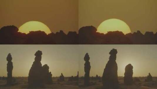 沙漠日出 黎明 清晨 第一缕阳光高清在线视频素材下载