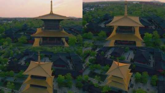 江南水乡里的寺庙高清在线视频素材下载