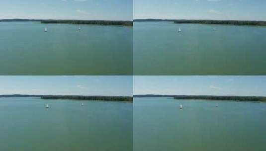 湖泊船帆航拍高清在线视频素材下载