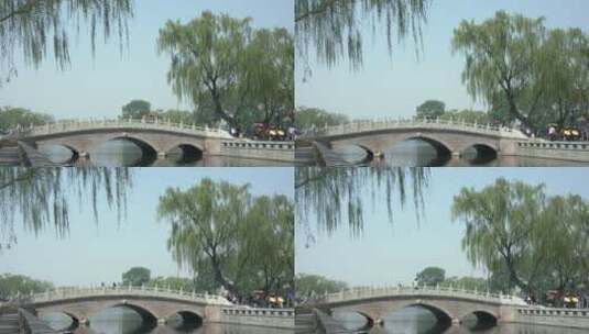 北京什刹海银锭桥金锭桥柳树高清在线视频素材下载