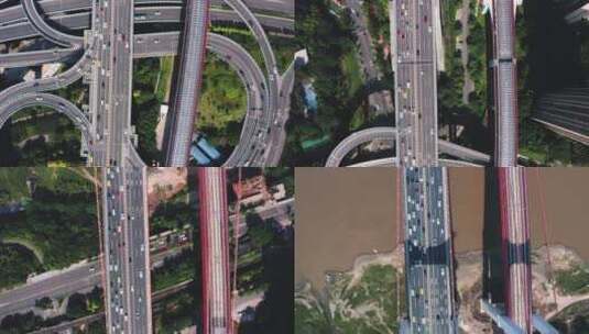 鹅公岩大桥俯瞰航拍高清在线视频素材下载