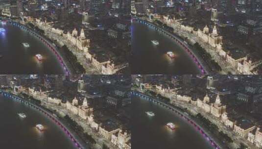 上海黄浦区外滩夜景航拍高清在线视频素材下载