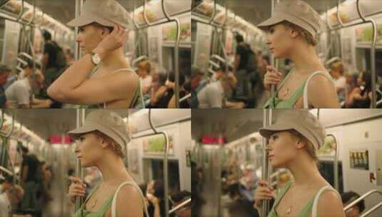 乘坐地铁的女人高清在线视频素材下载